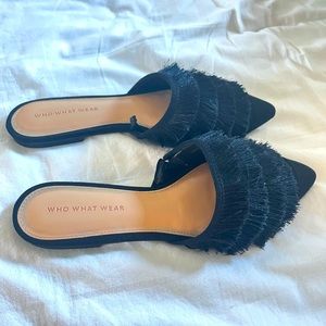 Black Who What Wear Flat Mules -Size 8